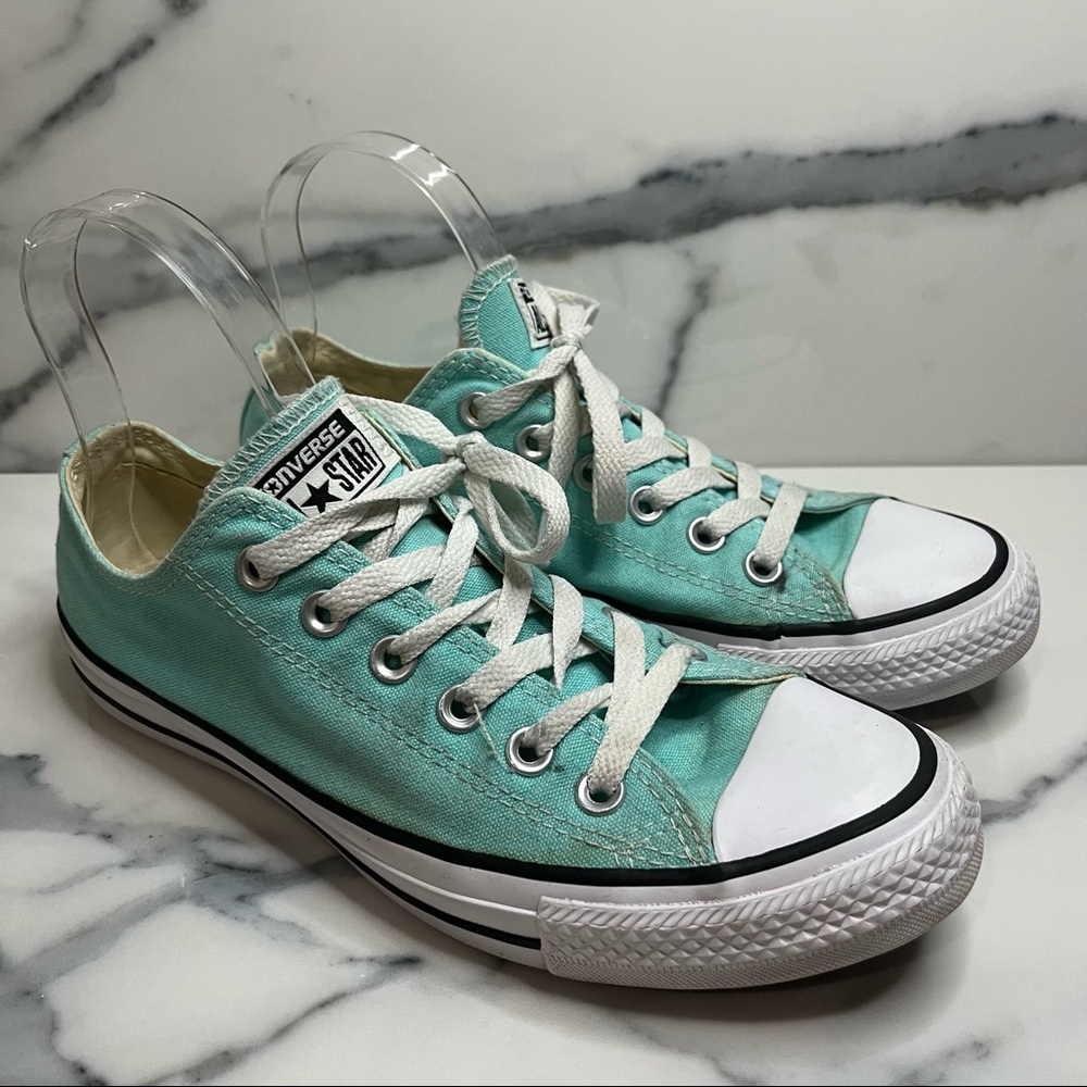 Converse Low Top Sneakers in Mint Green and White